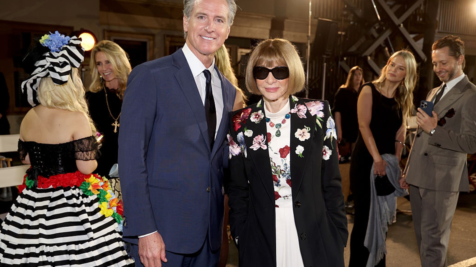 LOS ANGELES, CALIFORNIA - OCTOBER 26: (L-R) Gavin Newsom and Anna Wintour attend Vogue World: Hollywood 2025 at Paramount Studios on October 26, 2025 in Los Angeles, California. (Photo by Jerritt Clark/Getty Images for Vogue)