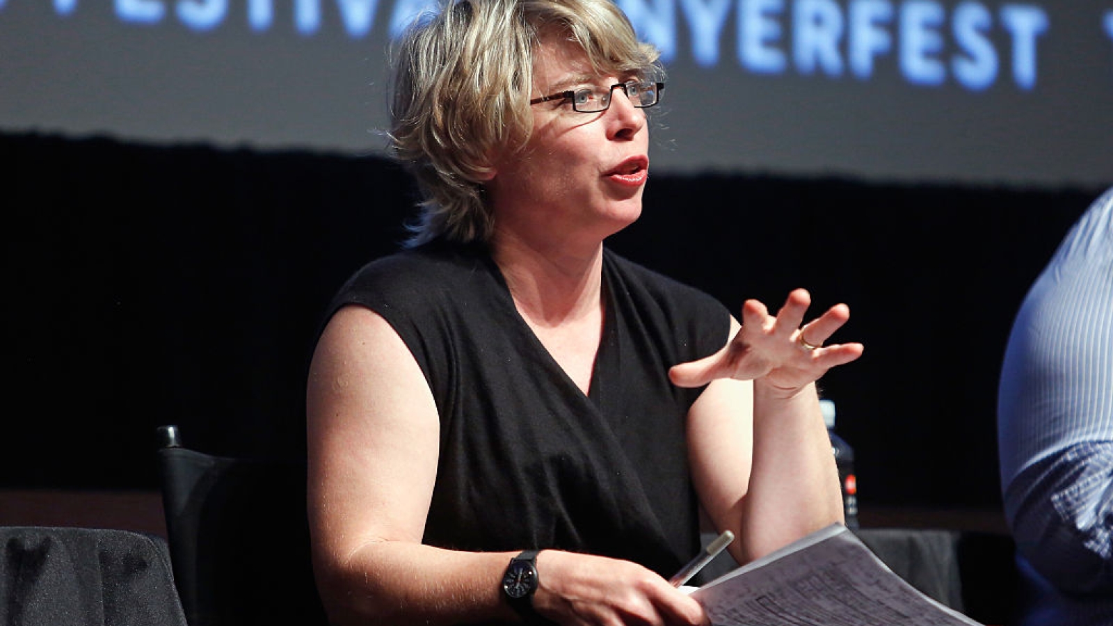 NEW YORK, NY - OCTOBER 04:  The New Yorker staff writer Jill Lepore speaks onstage at The Hillary Question during The New Yorker Festival 2015 at SVA Theater on October 4, 2015 in New York City.  (Photo by Thos Robinson/Getty Images for The New Yorker)