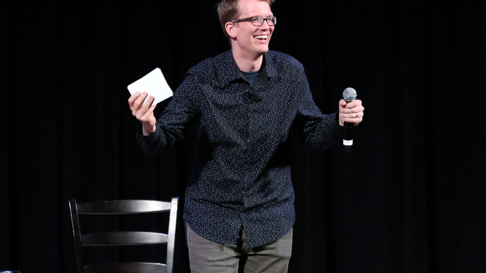 NEW YORK, NY - SEPTEMBER 25:  YouTube personality and author Hank Green speaks on stage as he discusses his new book "An Absolutely Remarkable Thing" at The Town Hall on September 25, 2018 in New York City.  (Photo by Monica Schipper/Getty Images)