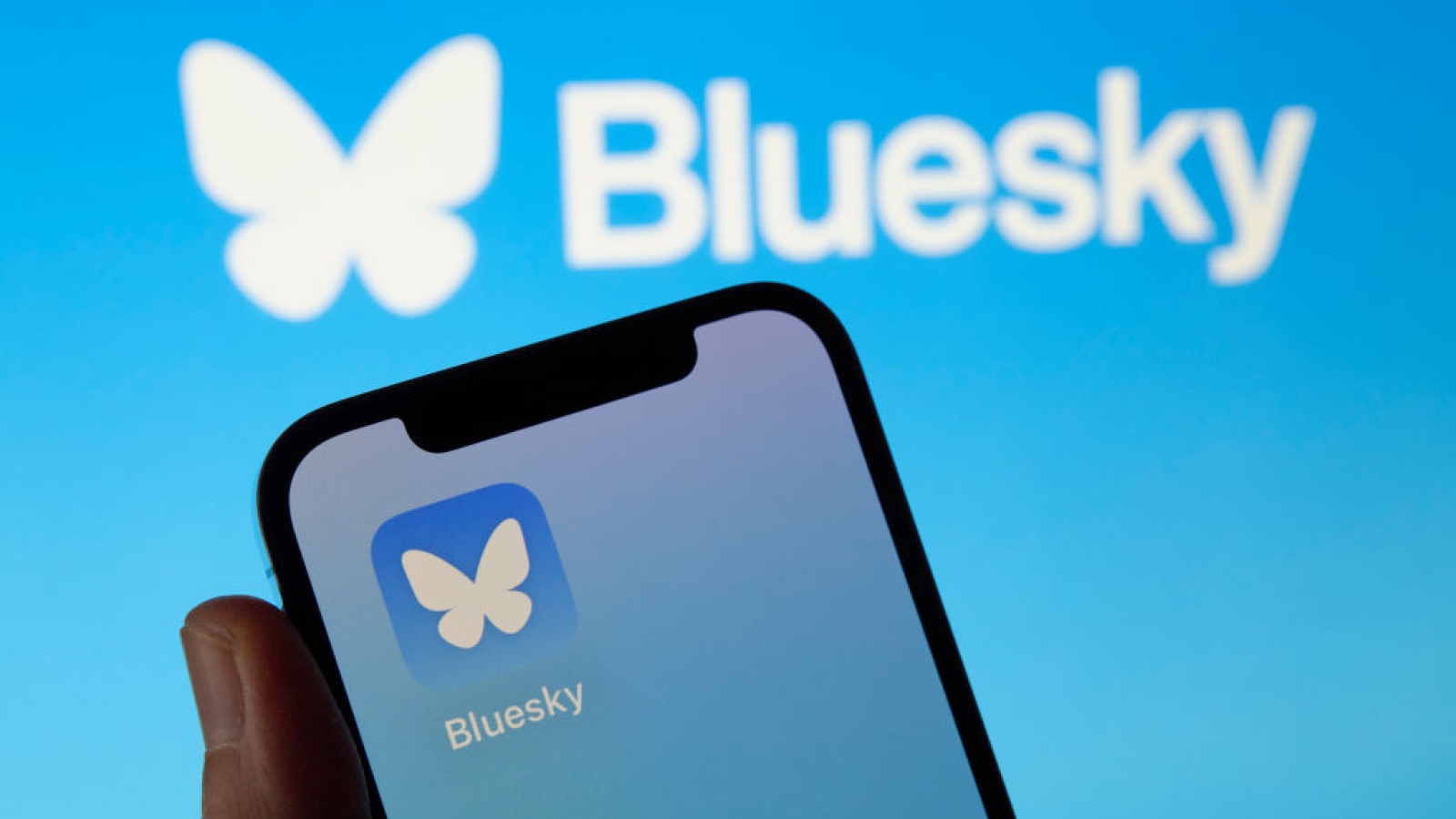 The image shows the icon of Bluesky, the new decentralized social network created by Twitter co-founder Jack Dorsey. . (Photo by Matteo Della Torre/NurPhoto via Getty Images)